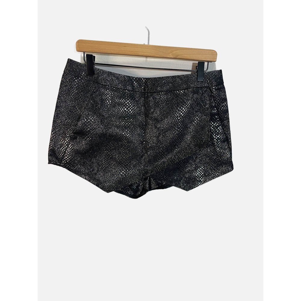 Express Skort Women 10 Black Silver Metallic Snakeskin Envelope Party Night Out